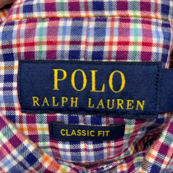 Polo Ralph Lauren Shirt Men‎ Small Blue  Plaid  Classic Fit Pony 100% Cotton - Picture 7 of 12